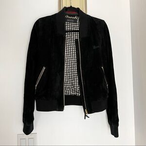 GUCCI Black Suede 100% Leather Bomber Jacket Made in Italy sz 44EU